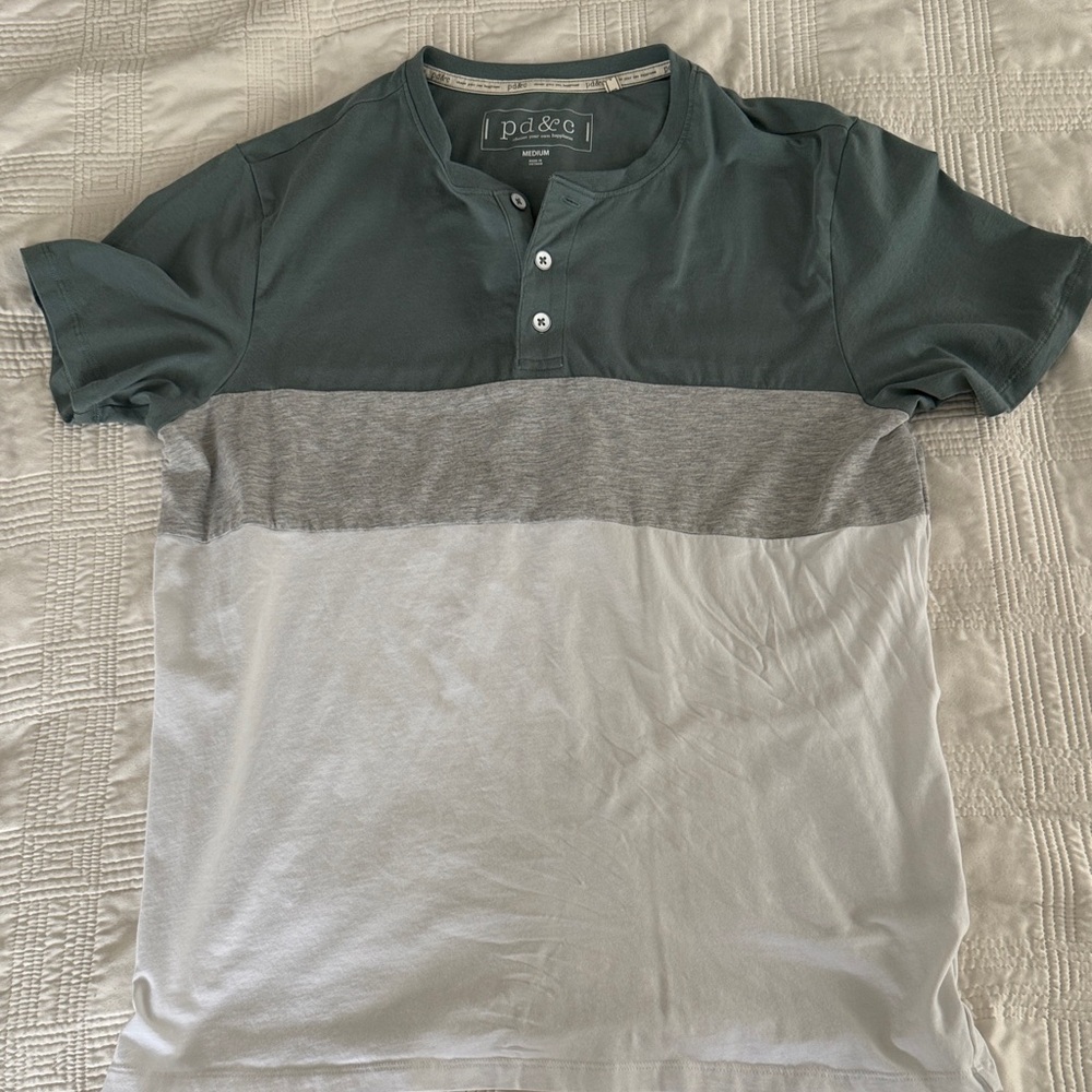 PD&C Men's Henley Striped Tee
